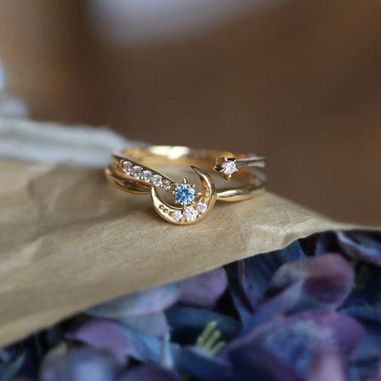 Moon Star Sonata Ring Set - Gold - Plated - Abbott Atelier
