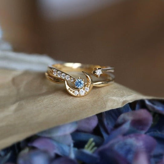 Moon Star Sonata Ring Set - Gold - Plated - Abbott Atelier