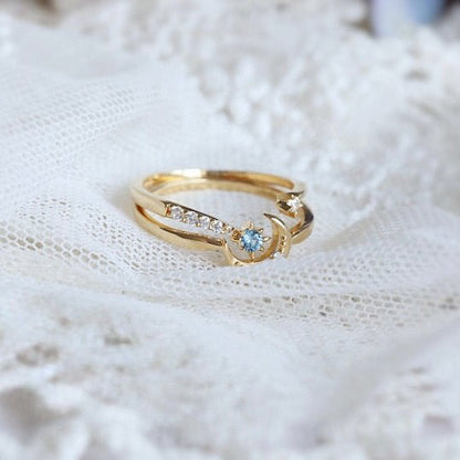 Moon Star Sonata Ring Set - Gold - Plated - Abbott Atelier