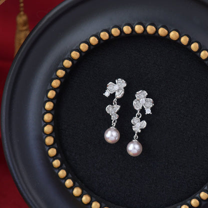 Moonlit Pansy Pearl Earrings - Hypoallergenic - Abbott Atelier
