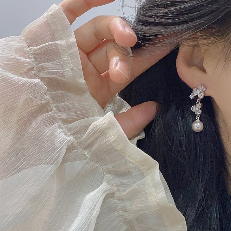 Moonlit Pansy Pearl Earrings - Hypoallergenic - Abbott Atelier