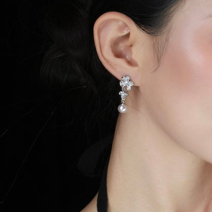 Moonlit Pansy Pearl Earrings - Hypoallergenic - Abbott Atelier