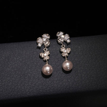 Moonlit Pansy Pearl Earrings - Hypoallergenic - Abbott Atelier