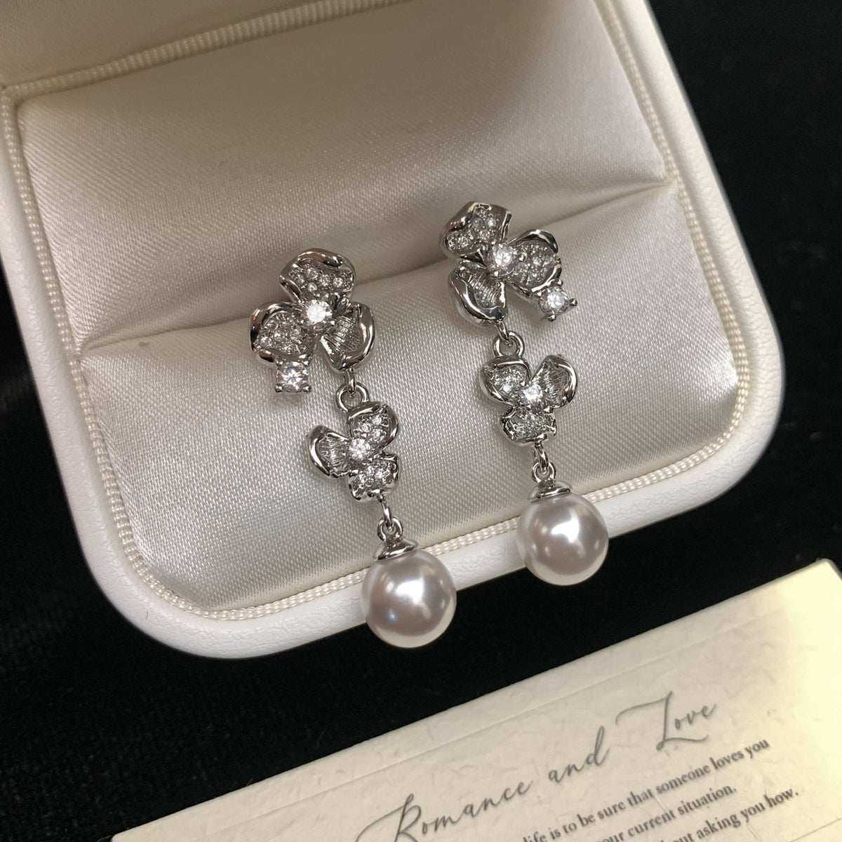 Moonlit Pansy Pearl Earrings - Hypoallergenic - Abbott Atelier