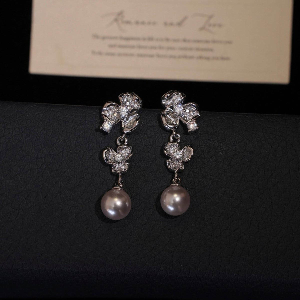 Moonlit Pansy Pearl Earrings - Hypoallergenic - Abbott Atelier