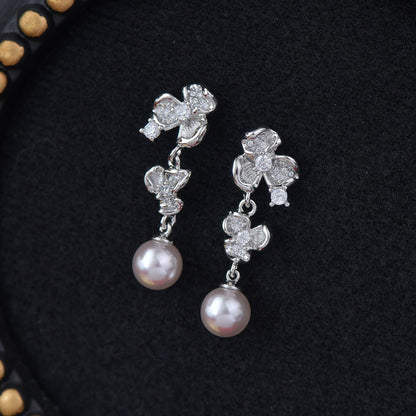 Moonlit Pansy Pearl Earrings - Hypoallergenic - Abbott Atelier