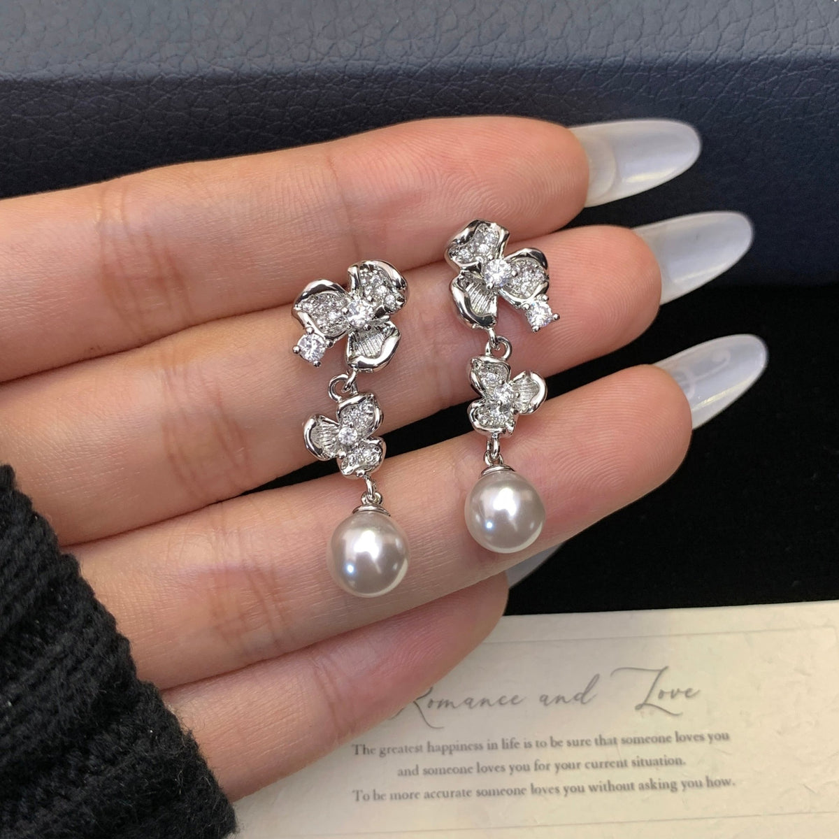 Moonlit Pansy Pearl Earrings - Hypoallergenic - Abbott Atelier