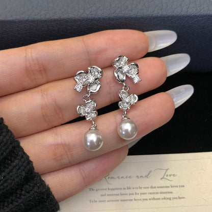 Moonlit Pansy Pearl Earrings - Hypoallergenic - Abbott Atelier