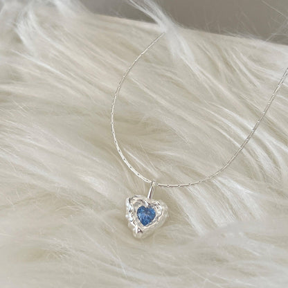 Ocean Heart Necklace (Solid Silver) - Hypoallergenic - Abbott Atelier