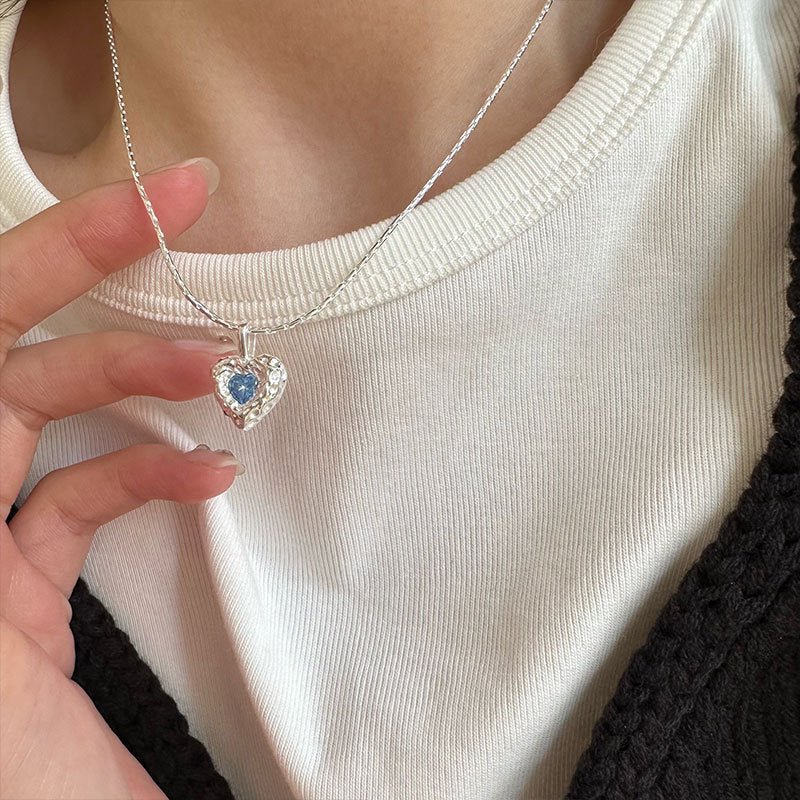 Ocean Heart Necklace (Solid Silver) - Hypoallergenic - Abbott Atelier