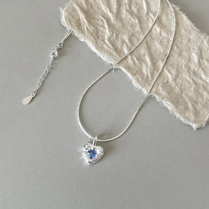 Ocean Heart Necklace (Solid Silver) - Hypoallergenic - Abbott Atelier
