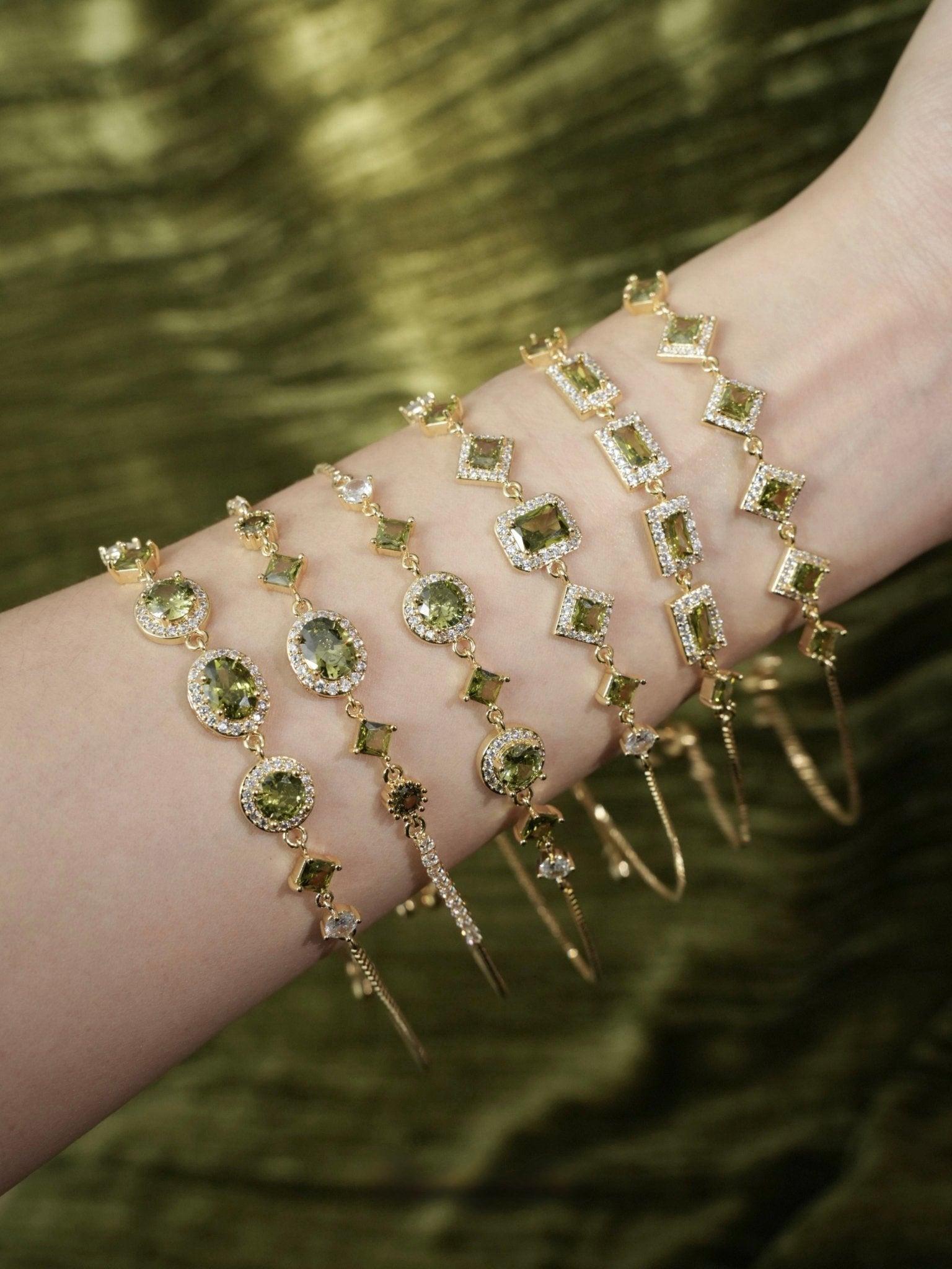 Ophelia Bracelet in Green - Gold Plated - Abbott Atelier