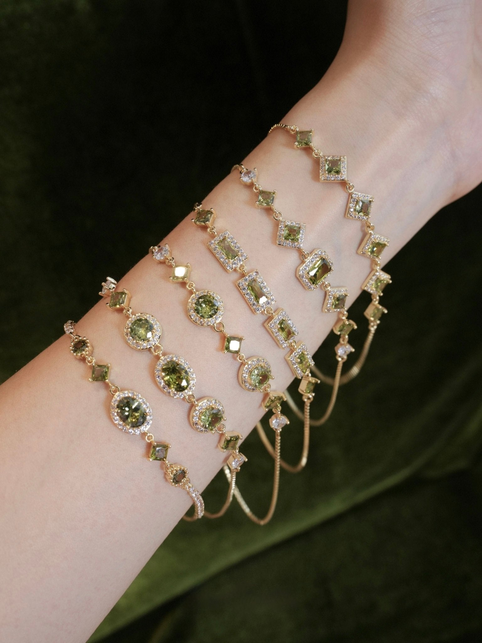 Ophelia Bracelet in Green - Gold Plated - Abbott Atelier
