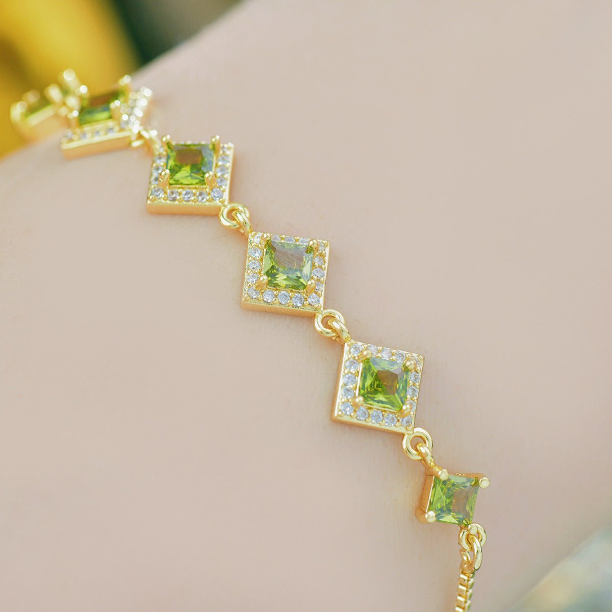 Ophelia Bracelet in Green - Gold Plated - Abbott Atelier