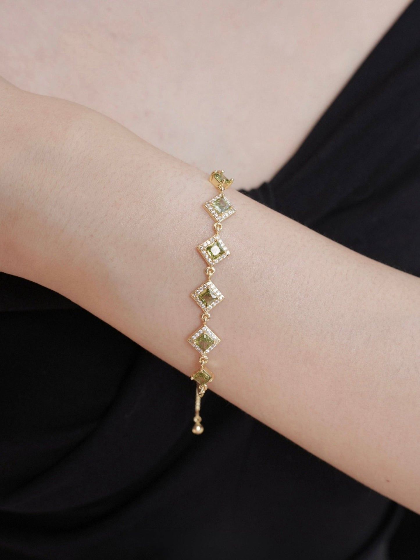 Ophelia Bracelet in Green - Gold Plated - Abbott Atelier