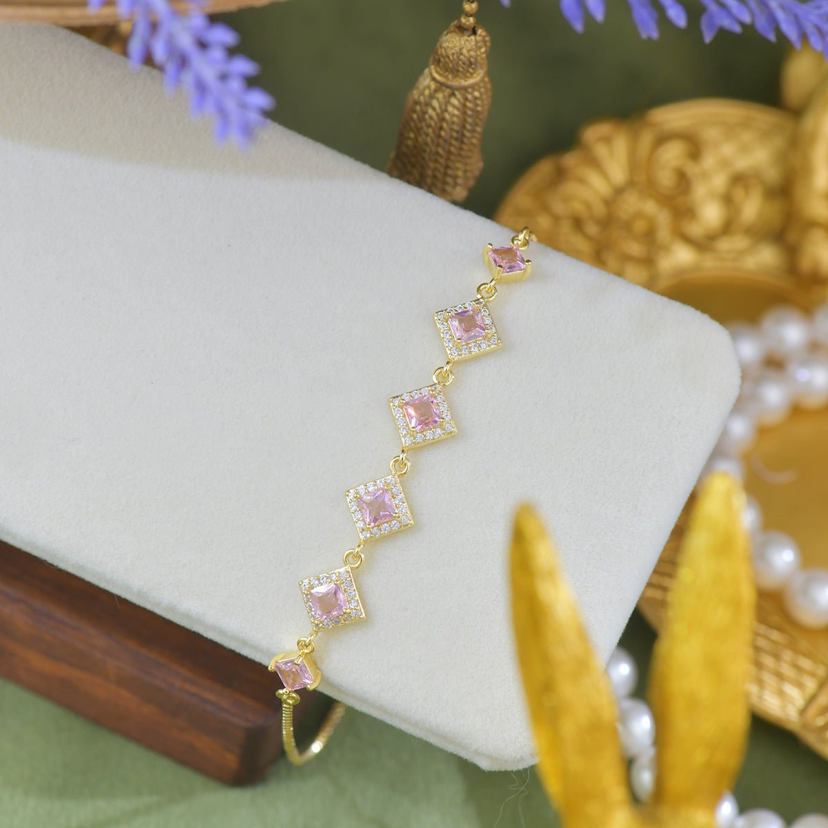 Ophelia Bracelet in Pink - Gold Plated - Abbott Atelier