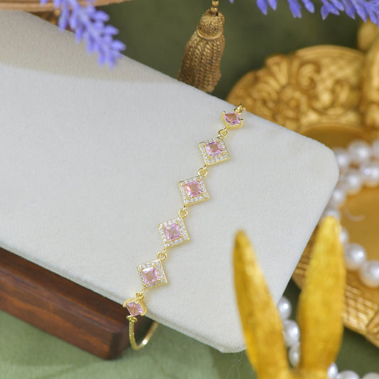 Ophelia Bracelet in Pink - Gold Plated - Abbott Atelier