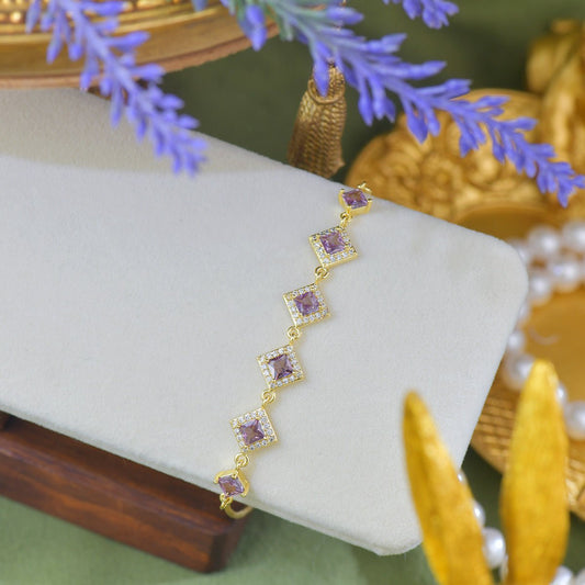 Ophelia Bracelet in Purple - Gold Plated - Abbott Atelier