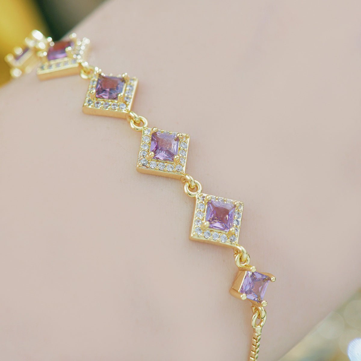 Ophelia Bracelet in Purple - Gold Plated - Abbott Atelier