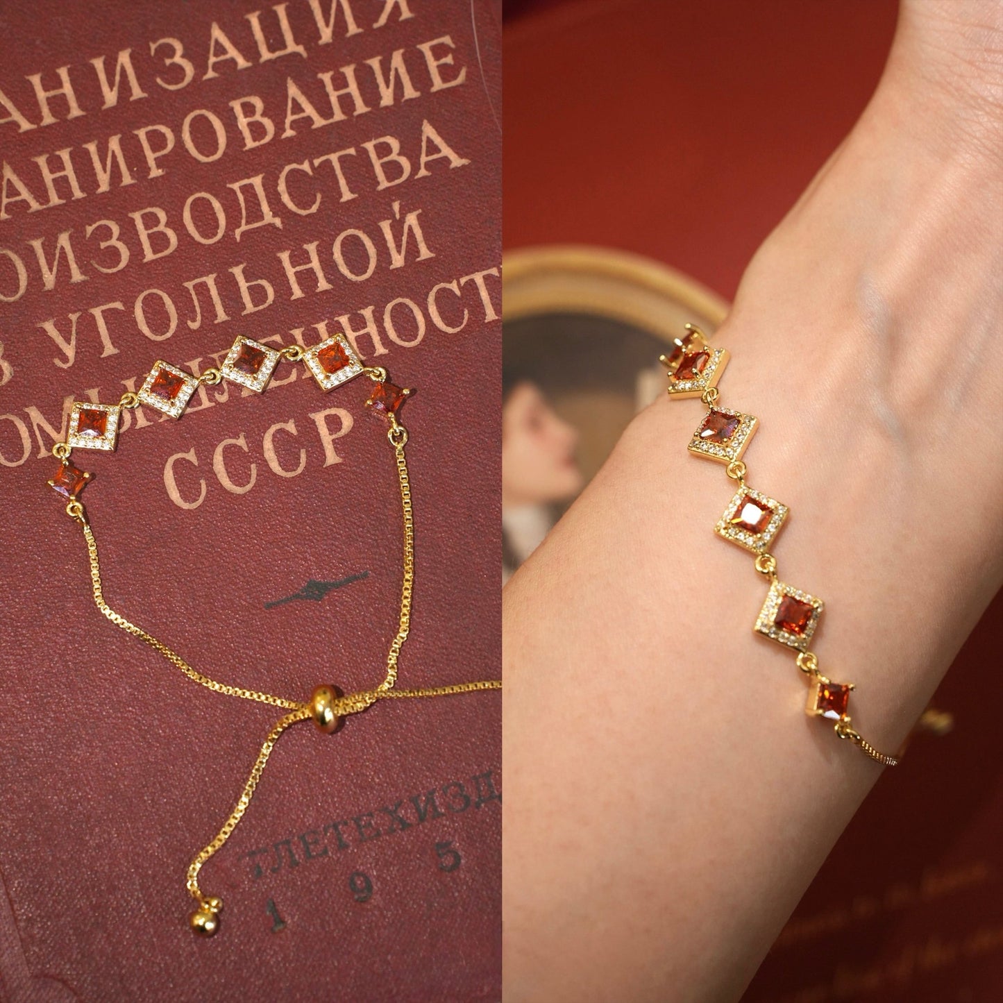 Ophelia Bracelet in Red - Gold Plated - Abbott Atelier