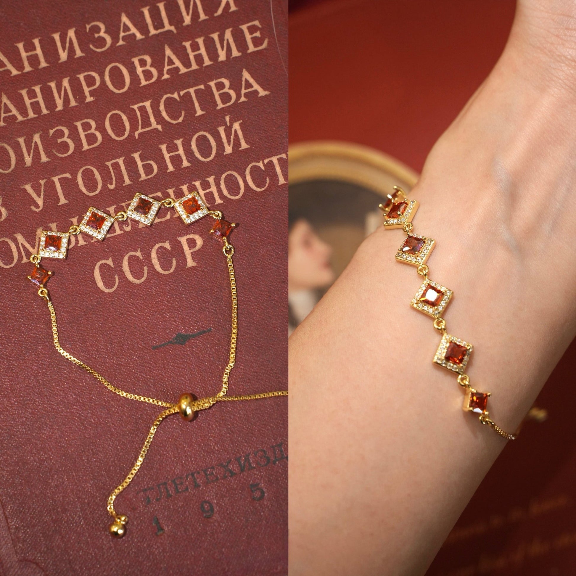 Ophelia Bracelet in Red - Gold Plated - Abbott Atelier