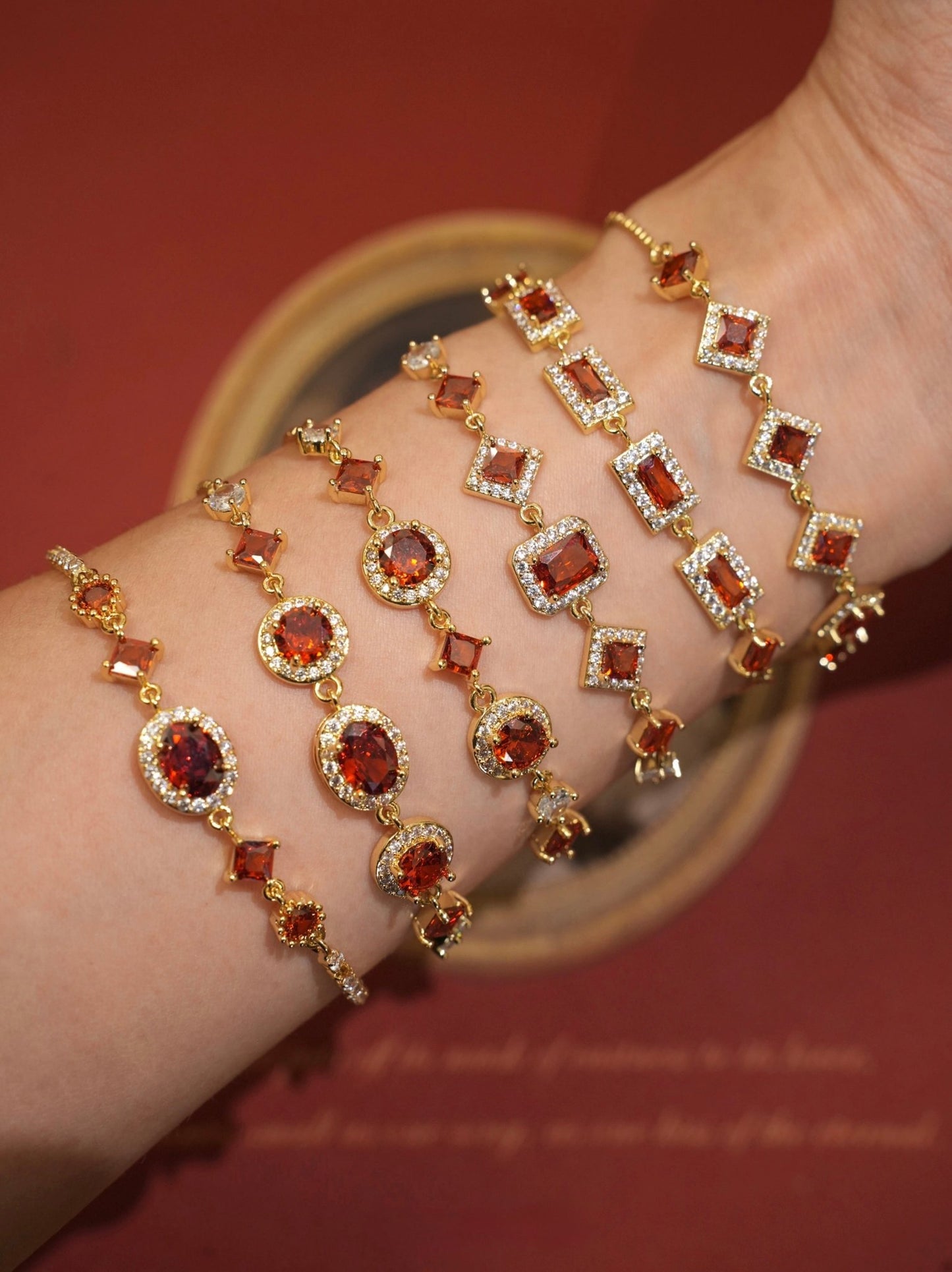 Ophelia Bracelet in Red - Gold Plated - Abbott Atelier