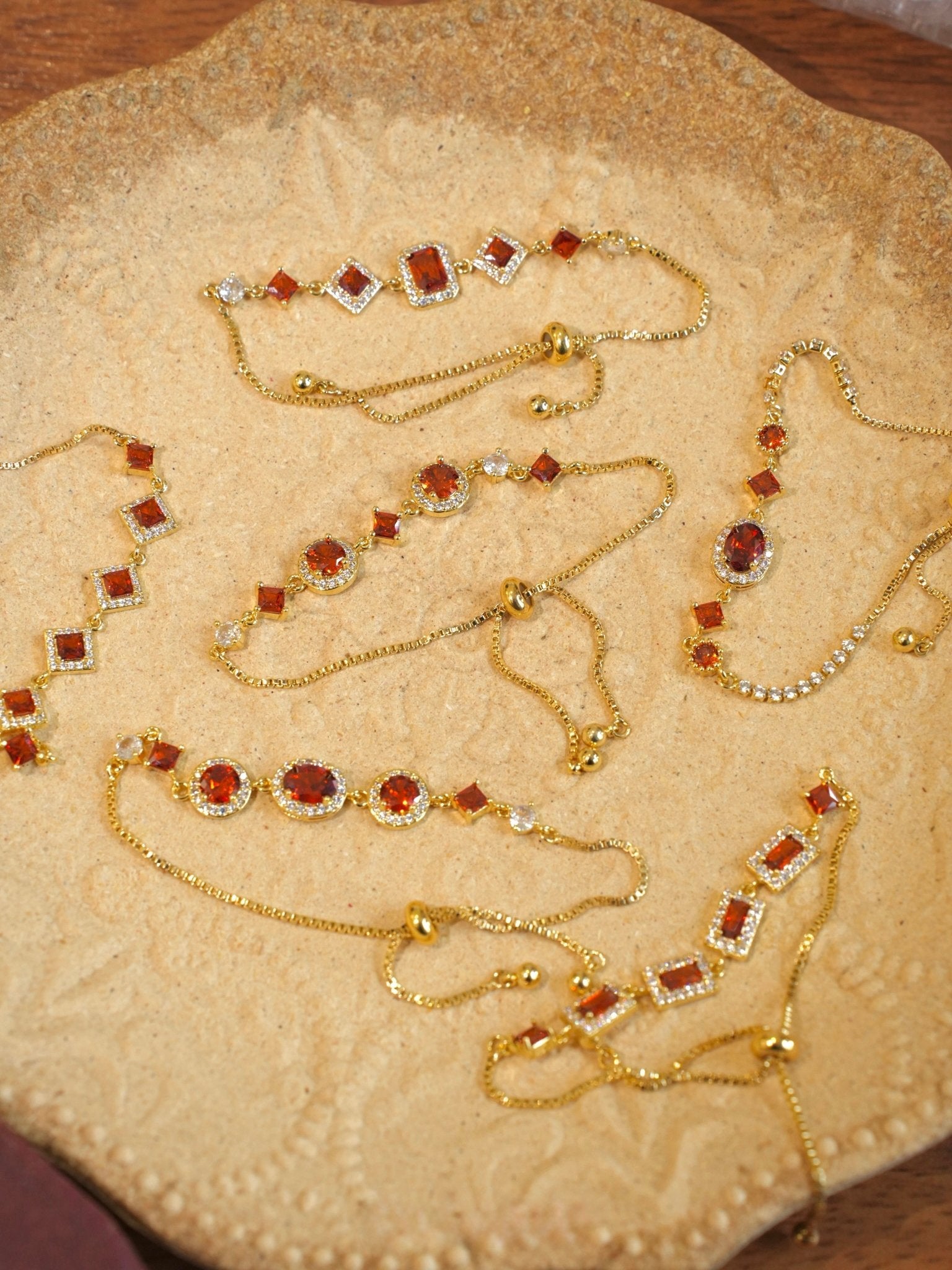 Ophelia Bracelet in Red - Gold Plated - Abbott Atelier