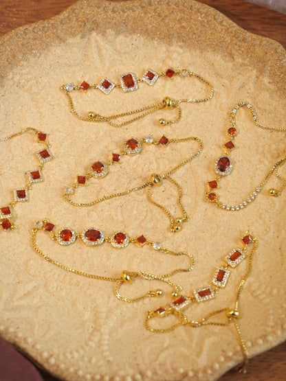 Ophelia Bracelet in Red - Gold Plated - Abbott Atelier