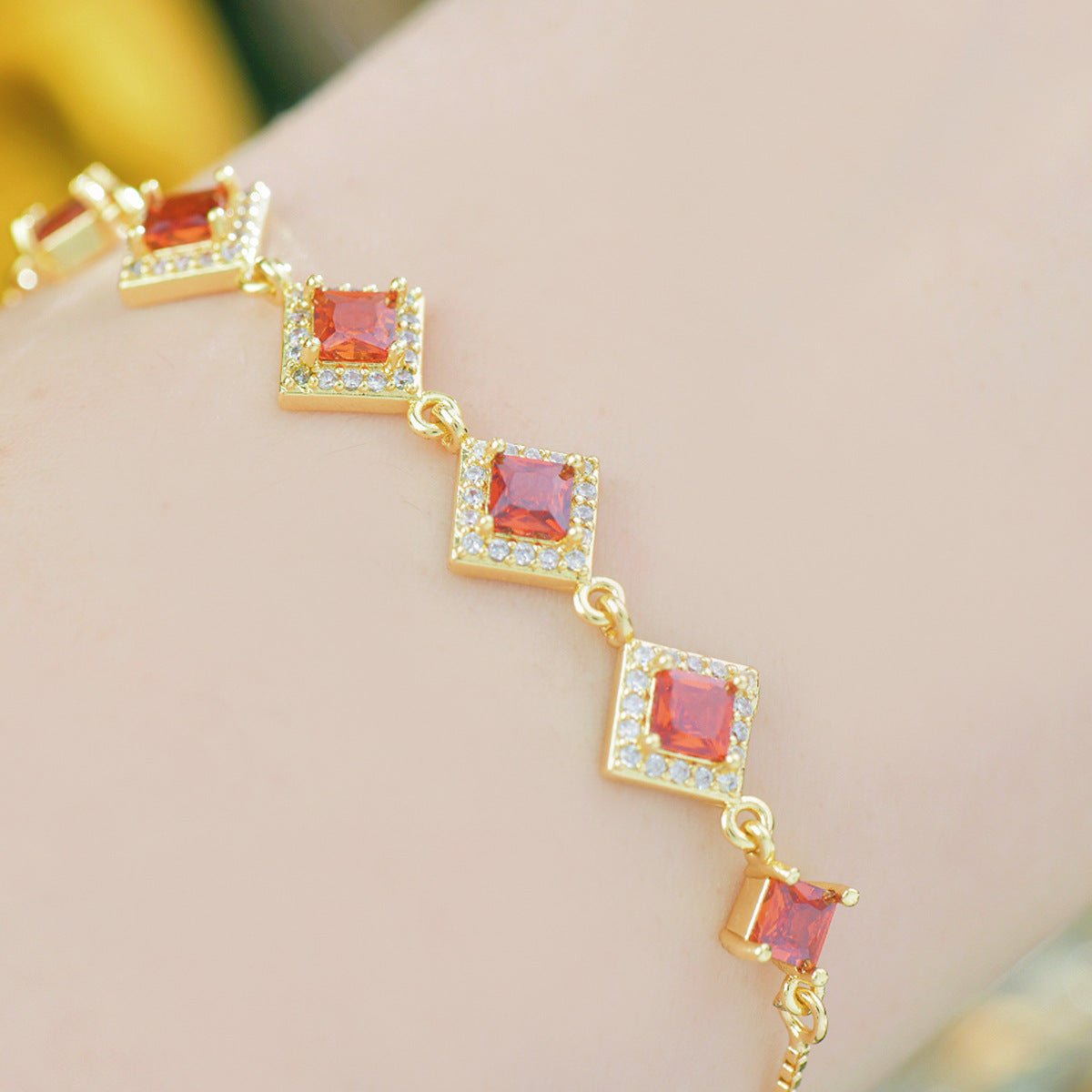 Ophelia Bracelet in Red - Gold Plated - Abbott Atelier
