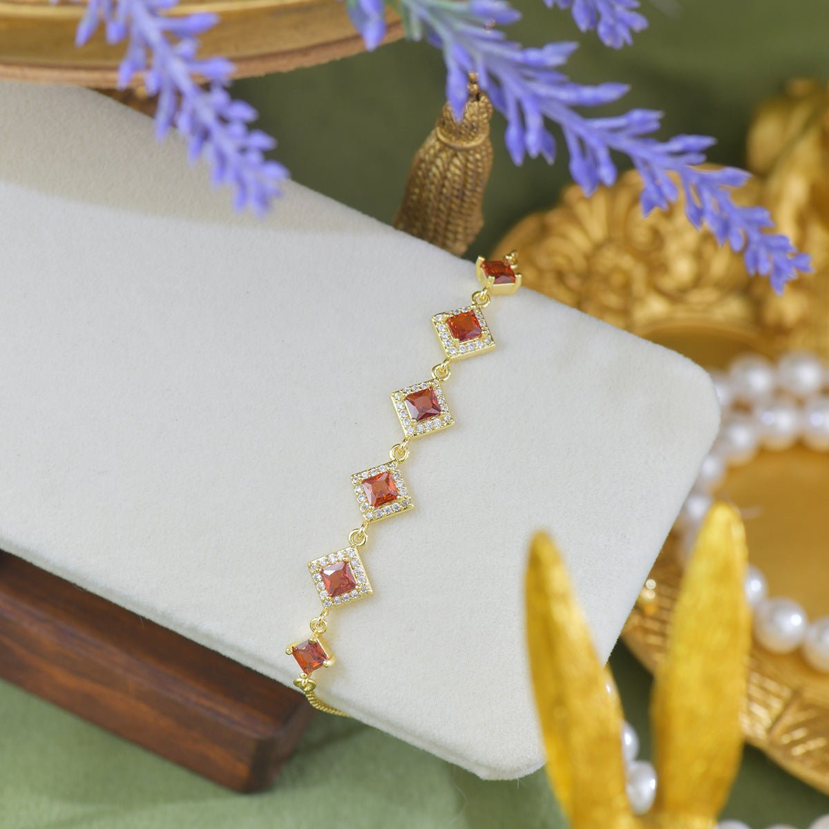 Ophelia Bracelet in Red - Gold Plated - Abbott Atelier