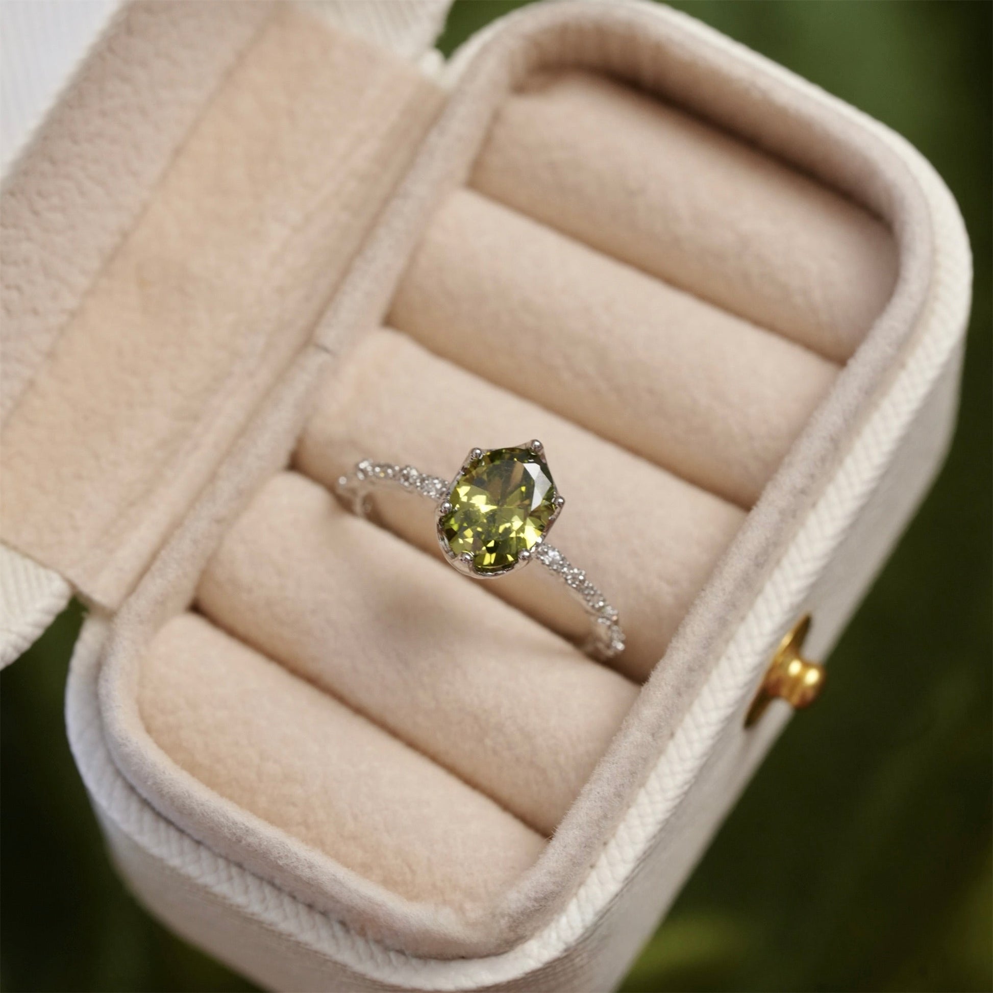 Oval Peridot Ring in Silver - Gold - Plated - Abbott Atelier