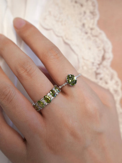 Oval Peridot Ring in Silver - Gold - Plated - Abbott Atelier