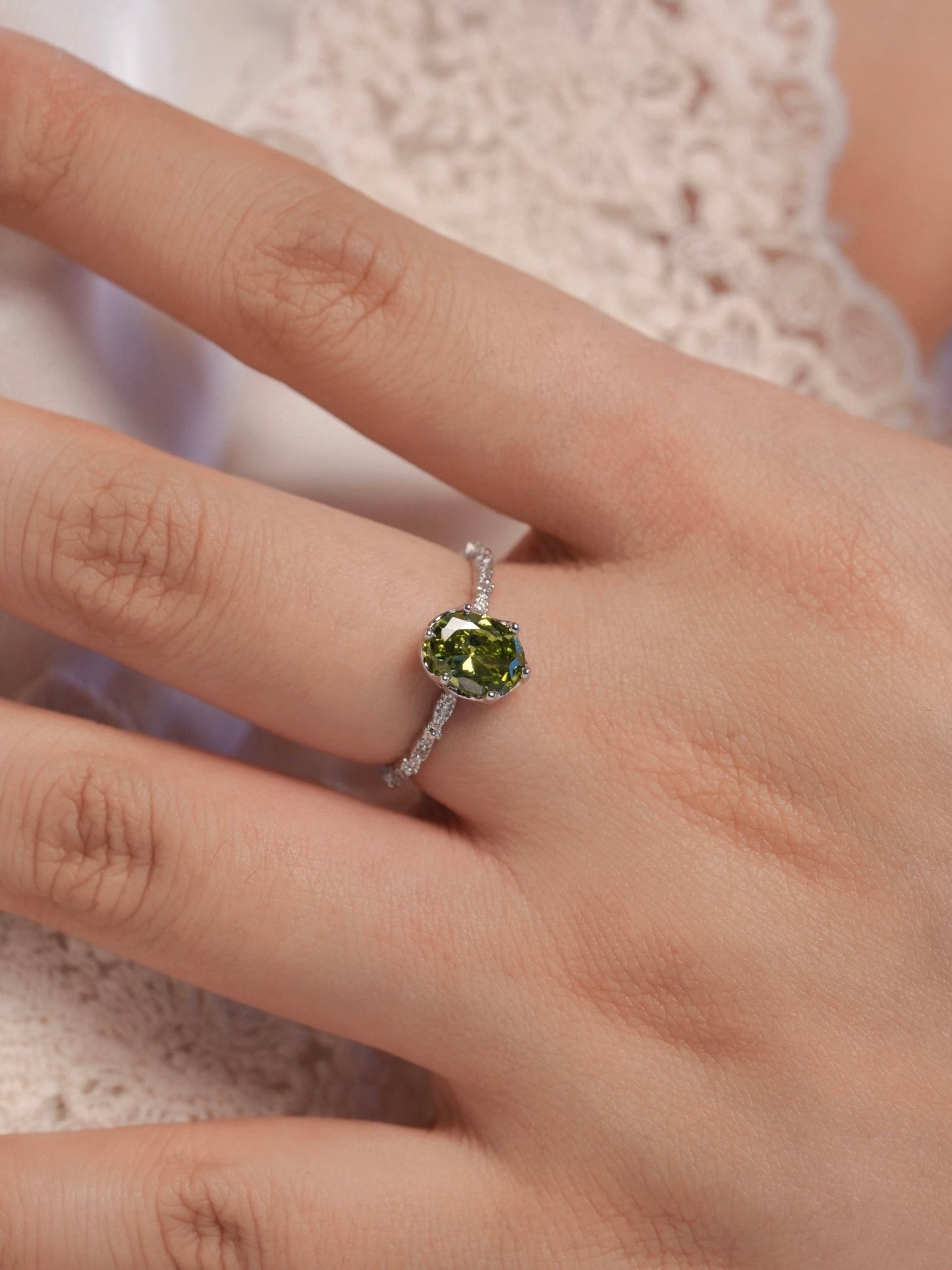 Oval Peridot Ring in Silver - Gold - Plated - Abbott Atelier
