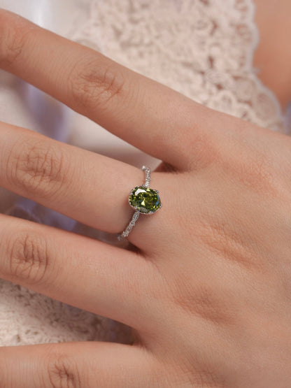Oval Peridot Ring in Silver - Gold - Plated - Abbott Atelier