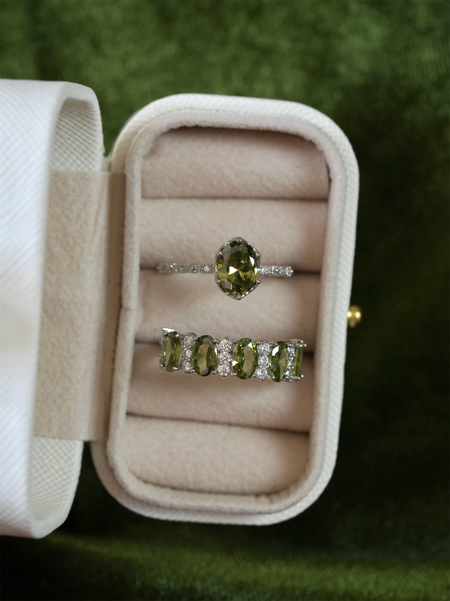Oval Peridot Ring in Silver - Gold - Plated - Abbott Atelier