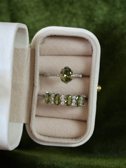 Oval Peridot Ring in Silver - Gold - Plated - Abbott Atelier