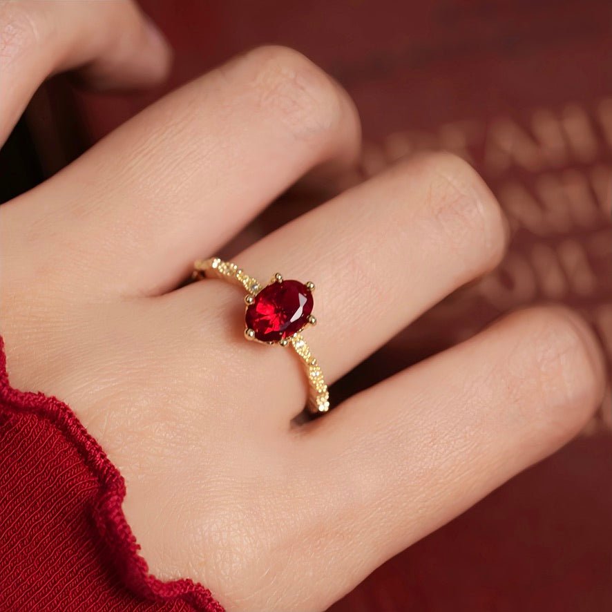Oval Ruby Ring - Gold - Plated - Abbott Atelier