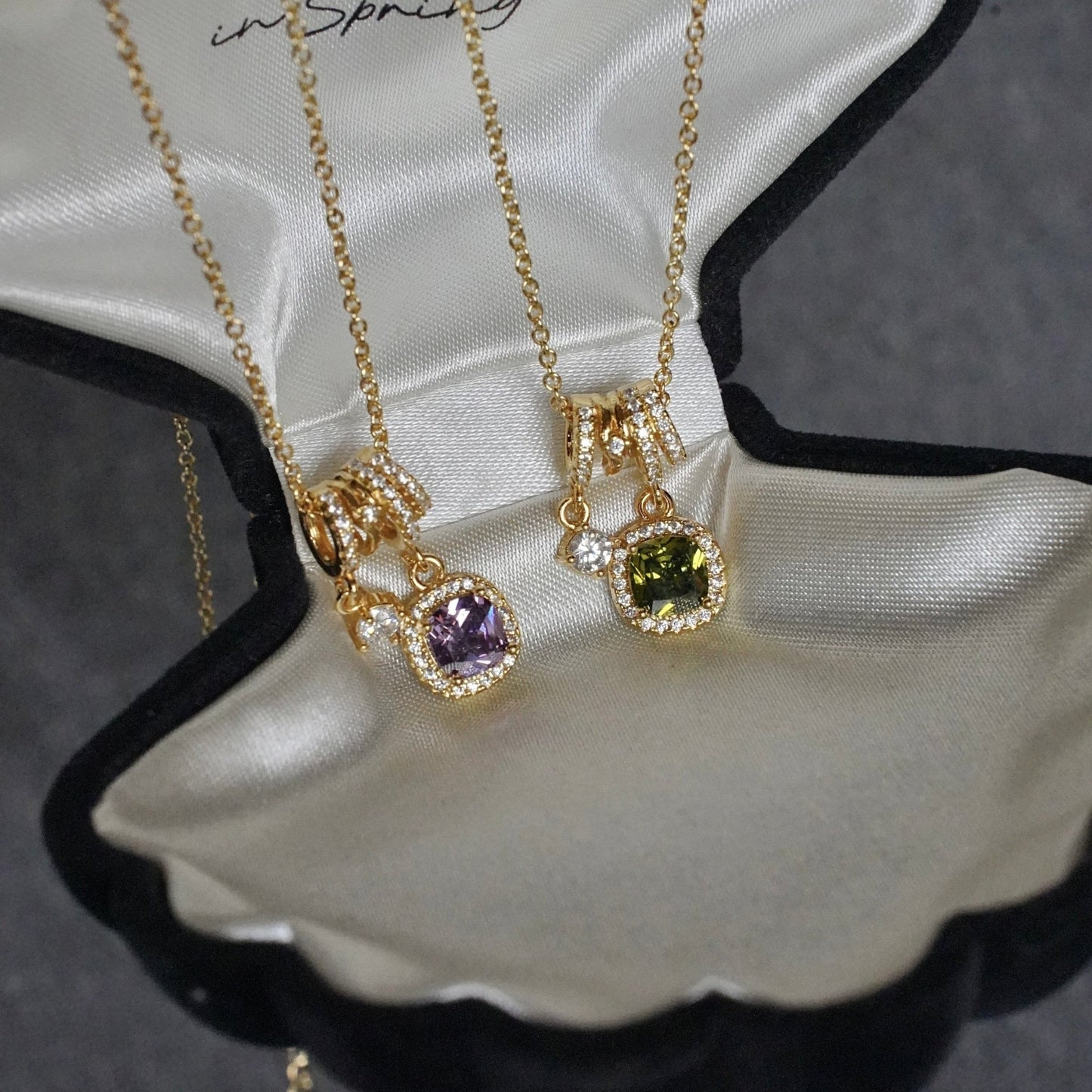 Pavé Halo Regal Amethyst Necklace - Gold Plated - Abbott Atelier