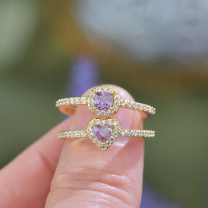 Pavé Halo Regal Amethyst Ring - Gold-Plated - Abbott Atelier