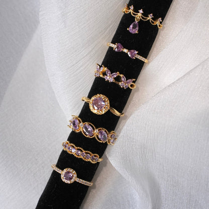Pavé Halo Regal Amethyst Ring - Gold-Plated - Abbott Atelier