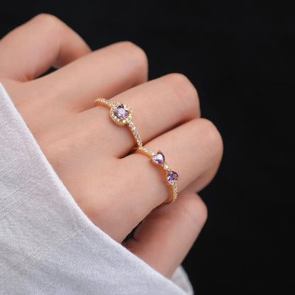 Pavé Halo Regal Amethyst Ring - Gold-Plated - Abbott Atelier