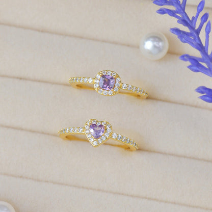 Pavé Halo Regal Amethyst Ring - Gold-Plated - Abbott Atelier