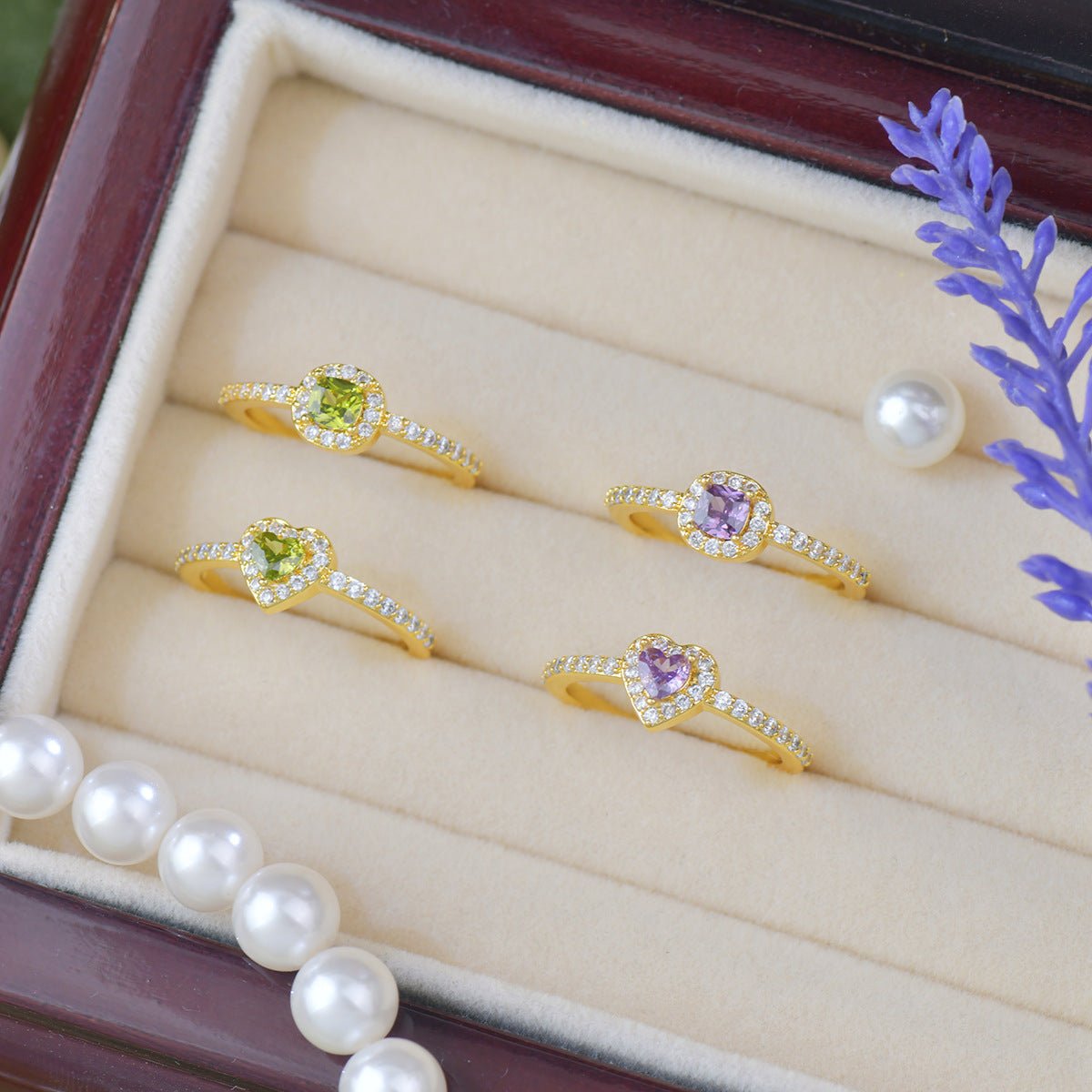 Pavé Halo Regal Amethyst Ring - Gold-Plated - Abbott Atelier