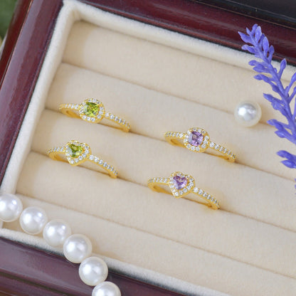 Pavé Halo Regal Amethyst Ring - Gold-Plated - Abbott Atelier
