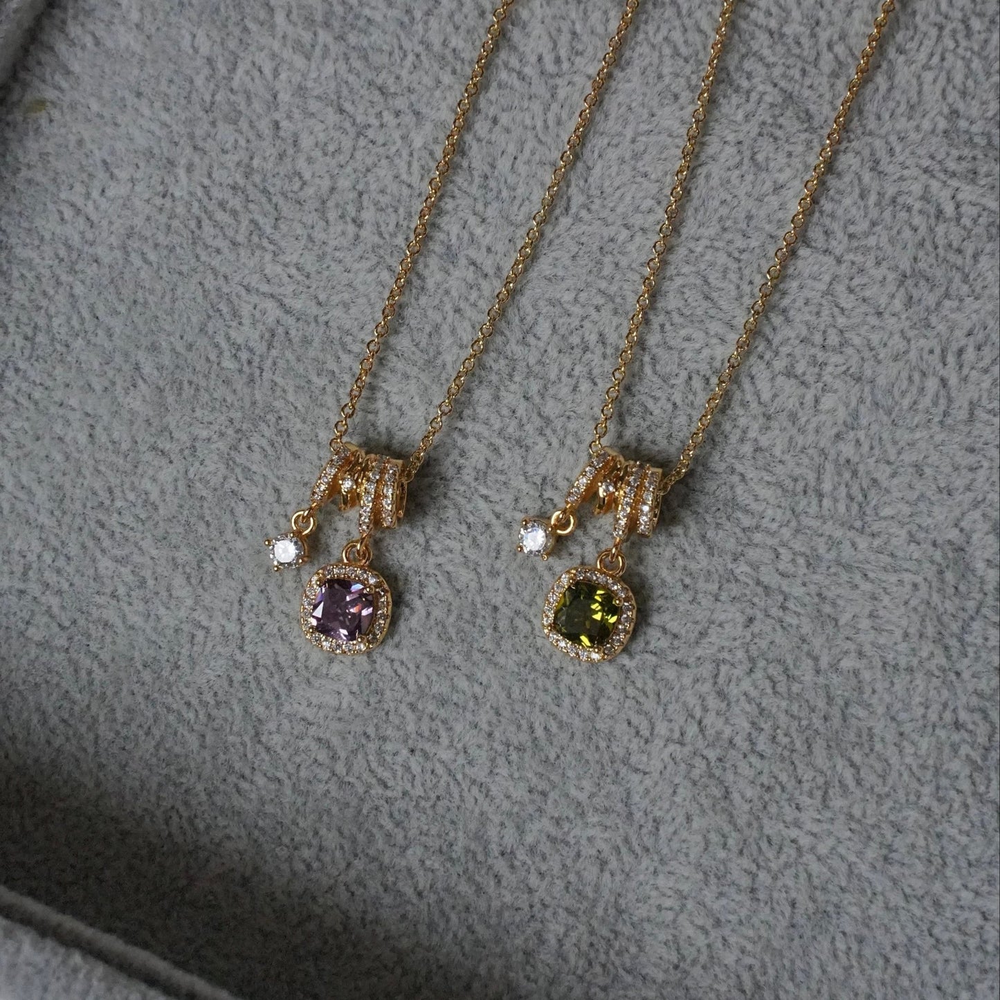 Pavé Halo Regal Peridot Necklace - Gold Plated - Abbott Atelier