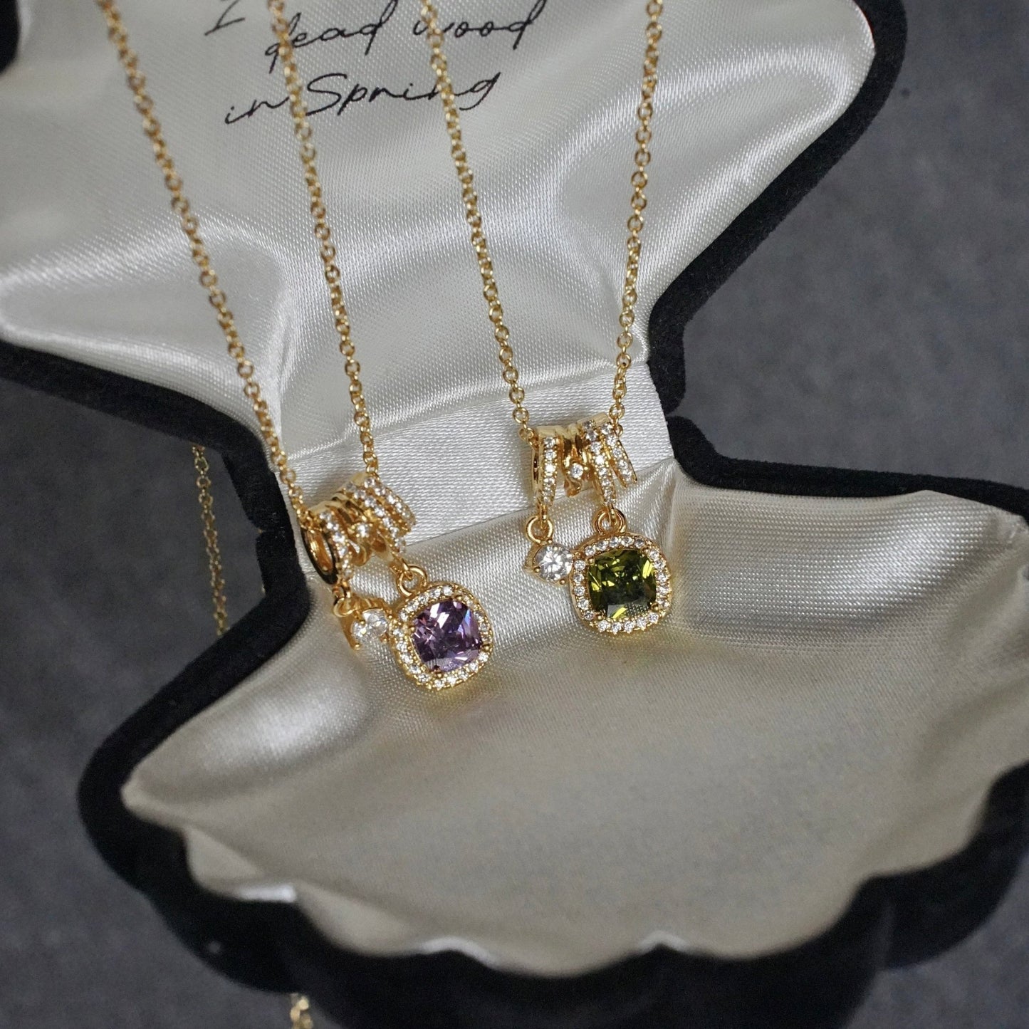 Pavé Halo Regal Peridot Necklace - Gold Plated - Abbott Atelier