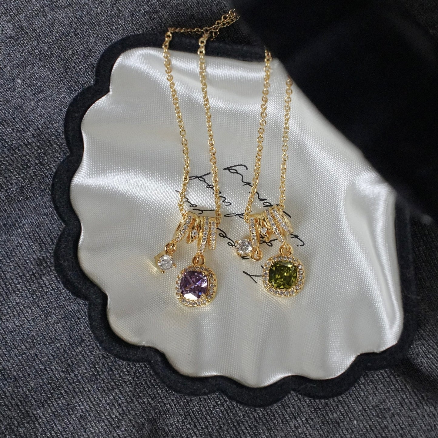 Pavé Halo Regal Peridot Necklace - Gold Plated - Abbott Atelier