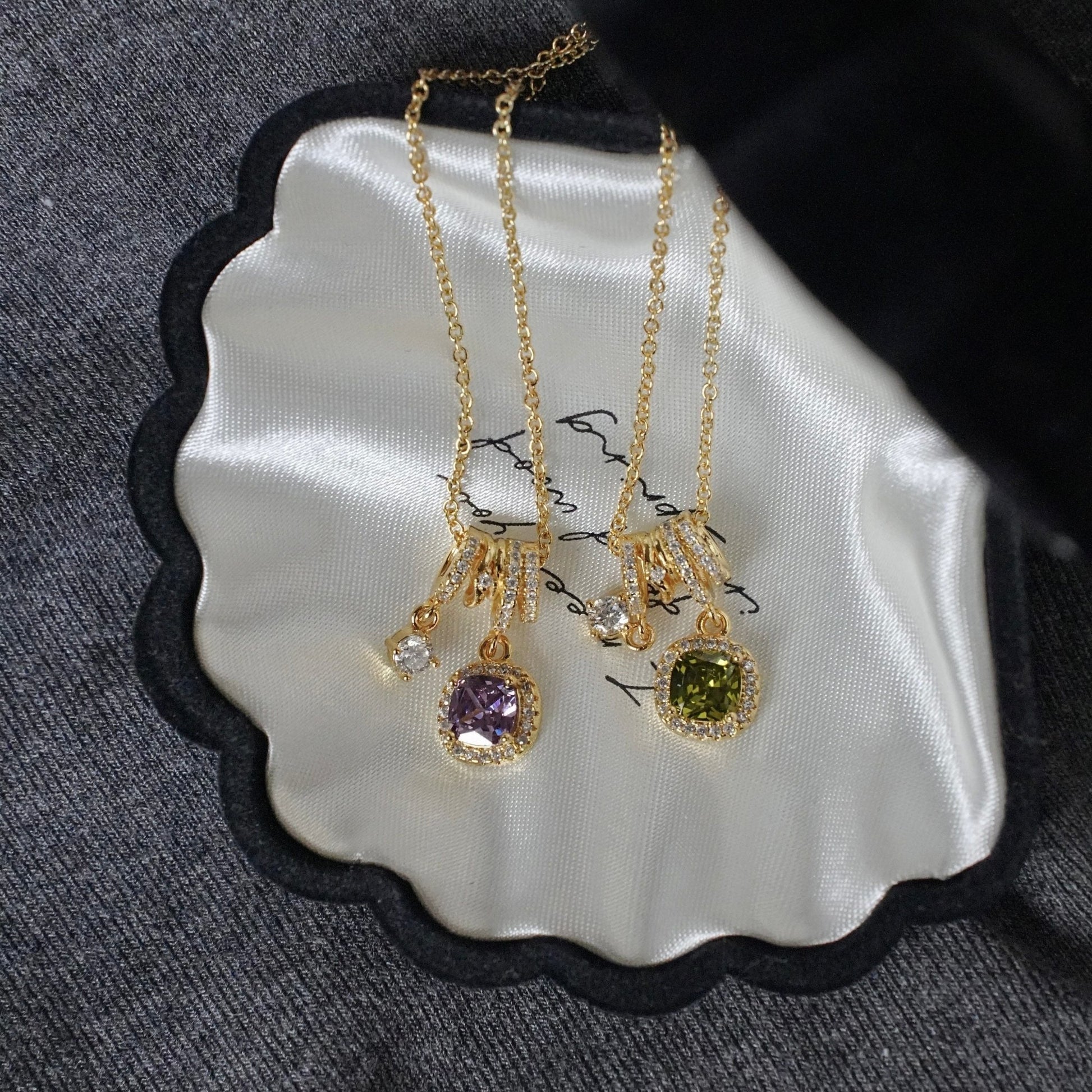 Pavé Halo Regal Peridot Necklace - Gold Plated - Abbott Atelier