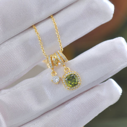 Pavé Halo Regal Peridot Necklace - Gold Plated - Abbott Atelier