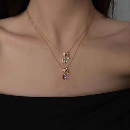 Pavé Halo Regal Peridot Necklace - Gold Plated - Abbott Atelier
